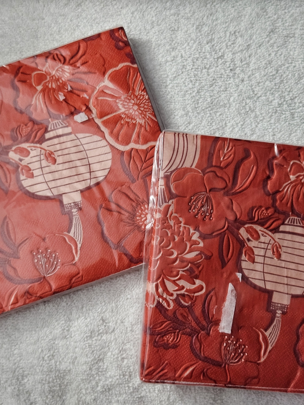 Red Decorative Floral Lantern Paper Napkins - Set of 2 30 CT 2PLY